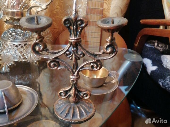 Лот подсвечник и кофейная пара СССР