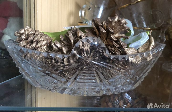 Хрустальная конфетница ладья СССР