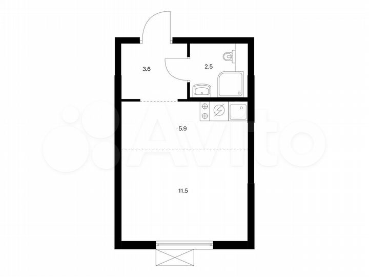 Квартира-студия, 23,5 м², 3/25 эт.