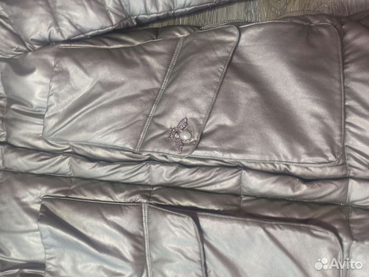 Пуховик зимний экокожа