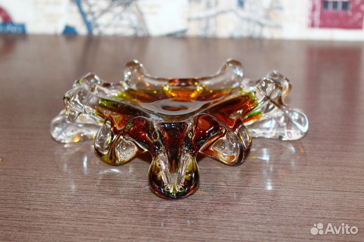 Пепельница из цветного стекла СССР