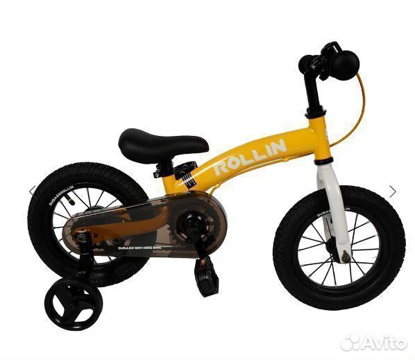 Велосипед беговел Bubago Rollin 3 в 1 желтый