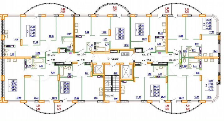 2-к. квартира, 61,8 м², 9/11 эт.
