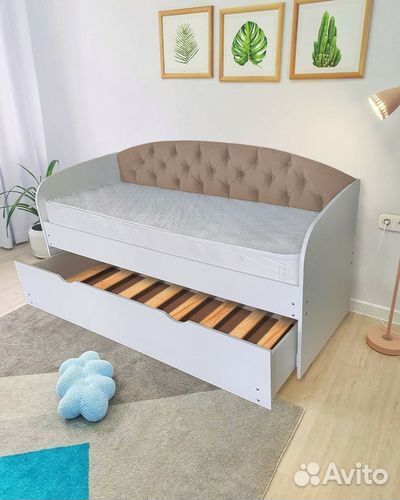 Кровать лдсп мягк спинка для малыша выдвиж спальн