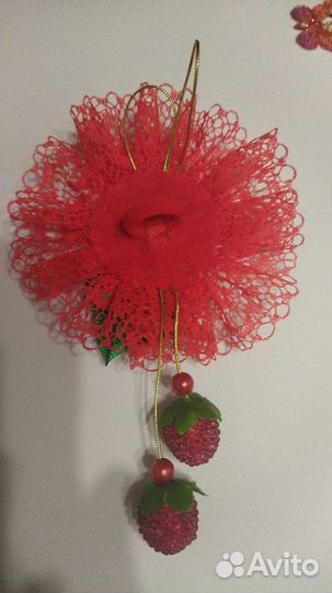 Набор: резиночка, повязка и заколка Малинка