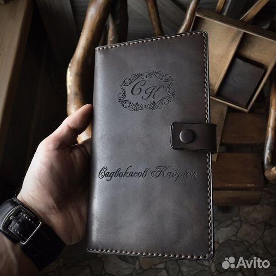 Набор Клатч и обложка ручной работы с гравировкой