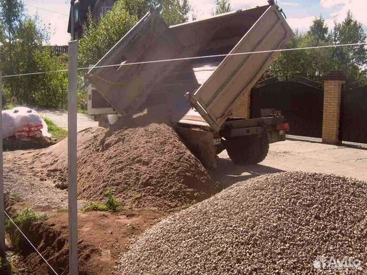 Песок, щебень,отсев,гпс, цемент,чернозём, бетон
