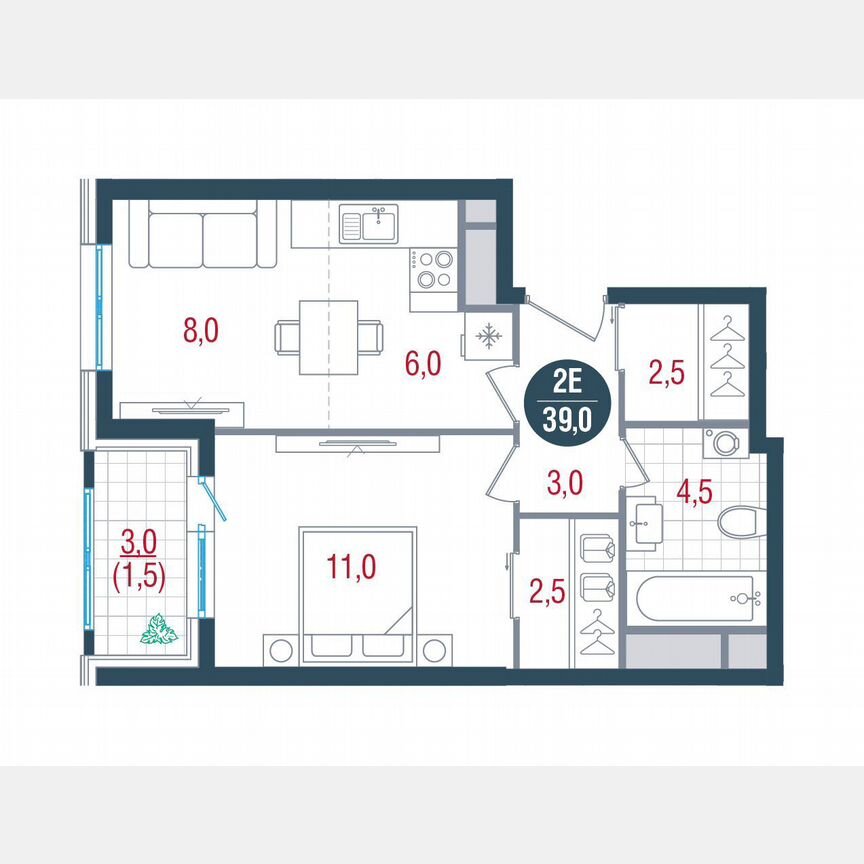 1-к. квартира, 39 м², 31/32 эт.