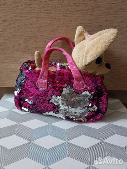 Мягкие игрушки, единорог, собачка с сумкой