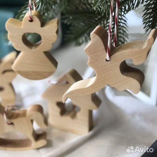 Елочные игрушки /украшения/ на елку береза, 8 см