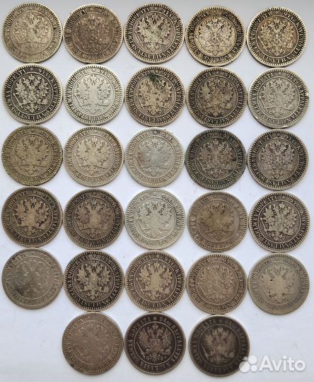 1 марка Русская Финляндия, серебро