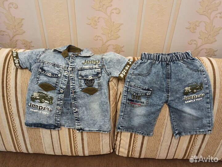 Летний джинсовый костюм на мальчика рост 110
