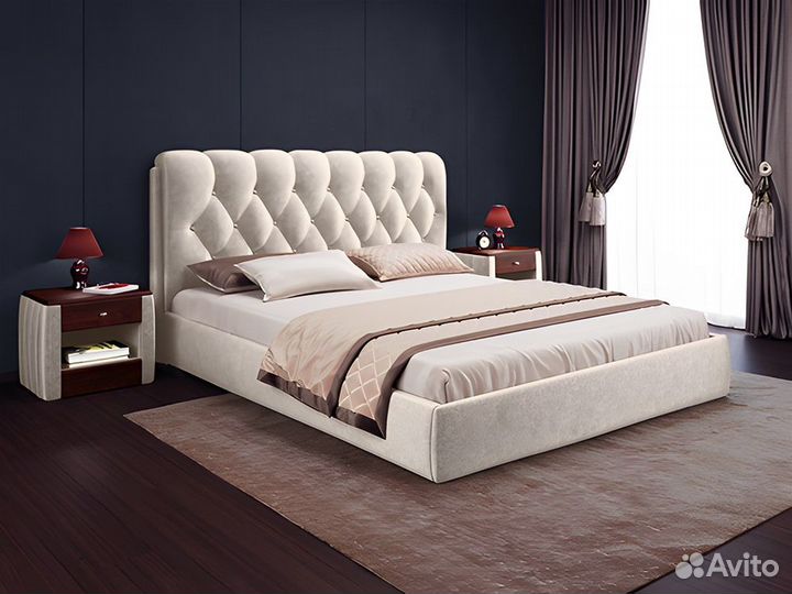 Кровать двуспальная империя люкс, Бархат 10 (180)