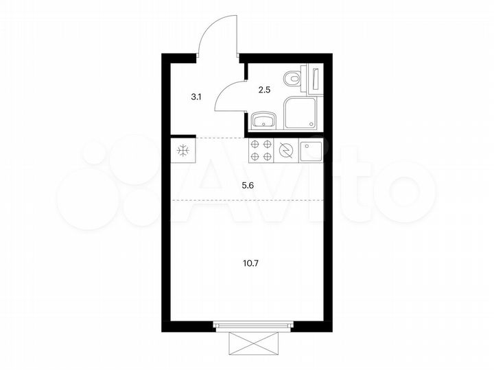 Квартира-студия, 21,9 м², 12/25 эт.