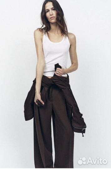 Zara брюки с защипами новая коллекция палаццо