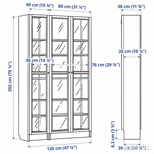 Стеллаж витринный IKEA billy / oxberg