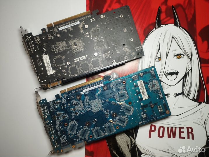 Две видеокарты, рабочие на 1гб и 0.5 гб