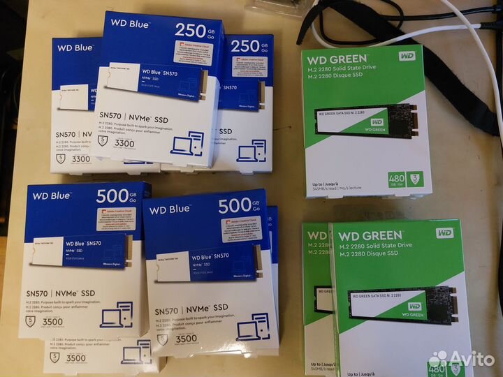 SSD M2 NVMe 250/500Gb WD Blue/Green