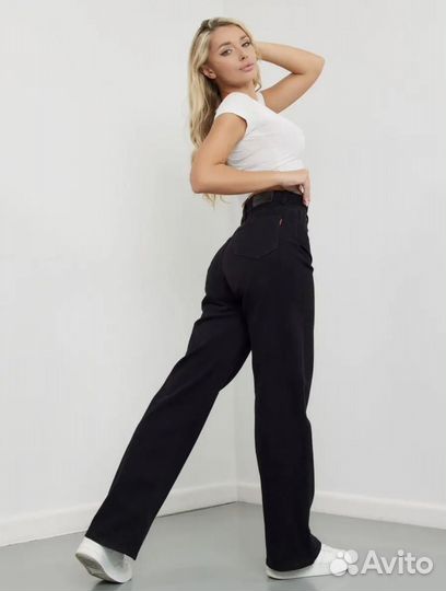 Джинсы широкие с высокой посадкой