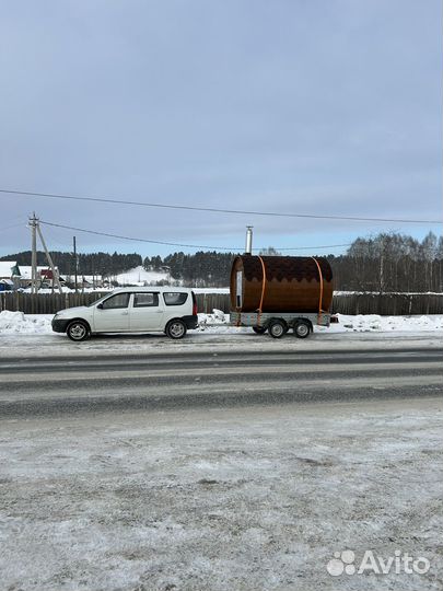 Баня бочка на колесах в аренду