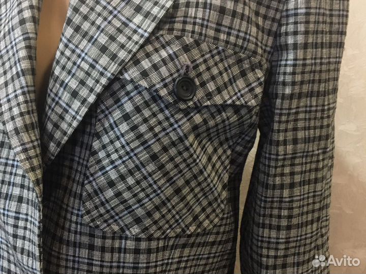 Пиджак женский серый в клетку из 90-ых
