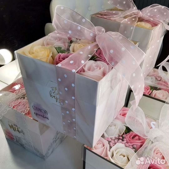 Мыльные розы в коробке