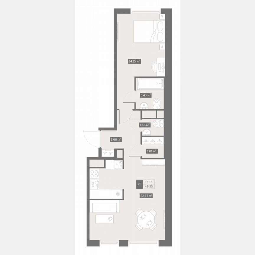 1-к. квартира, 49,4 м², 5/10 эт.