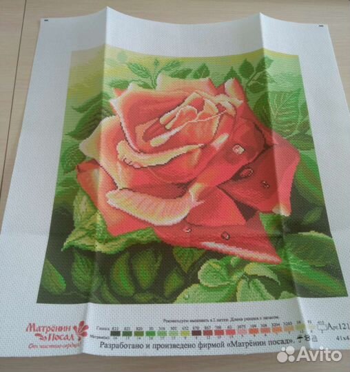 Канва с нанесённым рисунком Роза