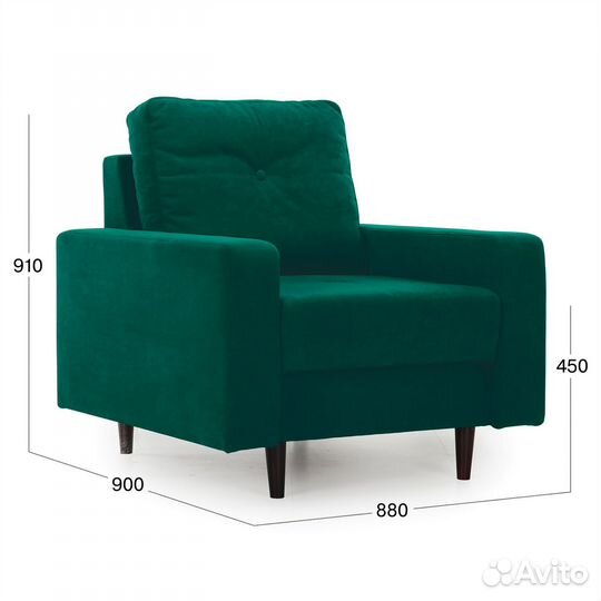 Кресло для отдыха Beneli лоретт, Зеленое, велюр, н