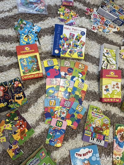 Большой пакет развиыающих игр книги пазлы
