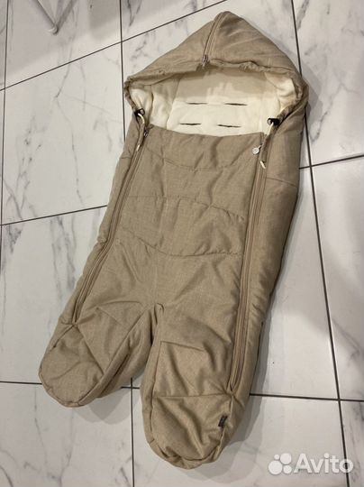 Footmuft stokke beige melange