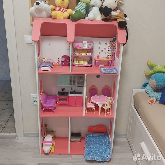 Кукольный домик для барби с мебелью