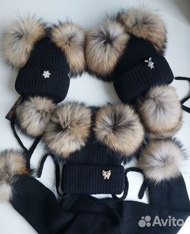 Новая зимняя шапка чебурашка 2 бумбона + шарф