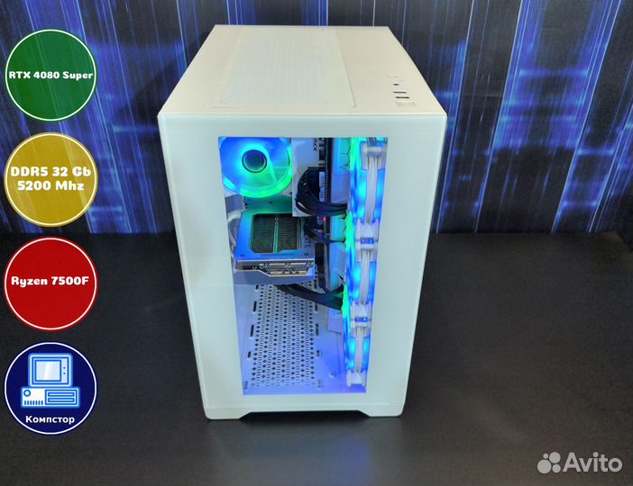 Игровой пк новый AMD7500F-RTX4080SUP-32DDR5-HYK257913486-B650