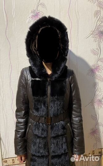 Пуховик женский кожаный