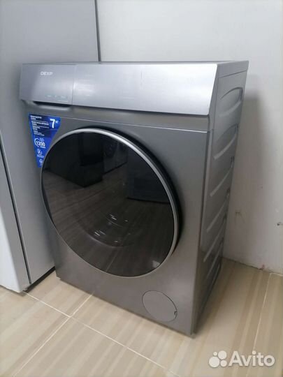 Стиральная машинка новая серая на 7 кг пар Dexp