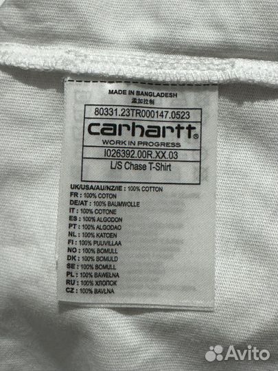 Футболка carhartt WIP LS chase - белый / золотой