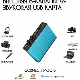 Звуковая карта USB 6-канальная 5.1 оптическая