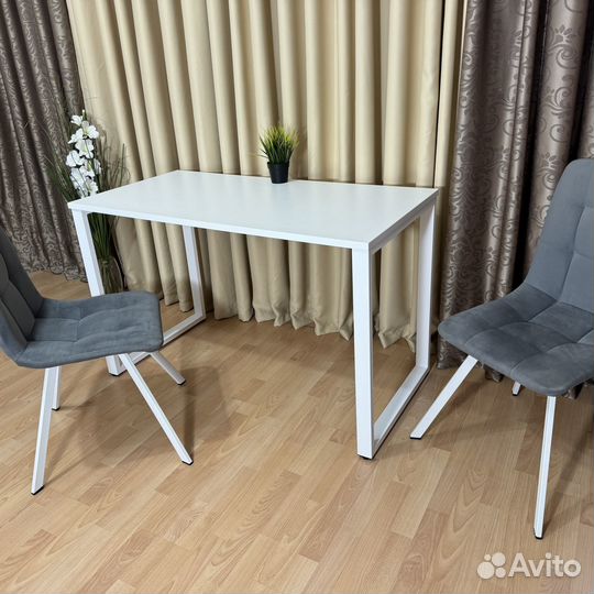 Кухонный стол Лофт 120*60 см. Белые ножки