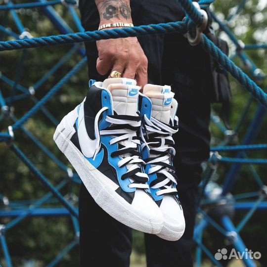 Кроссовки Nike Blazer Mid x Sacai Black Blue