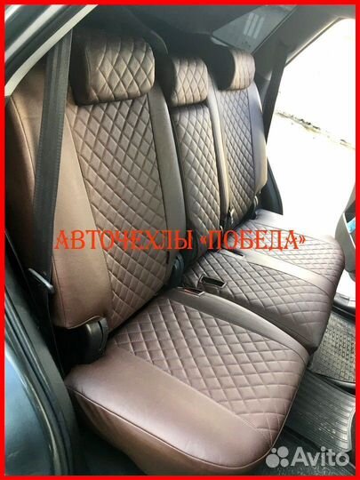 Чехлы Kia Sorento 2 из экокожи шоколадные Ромб