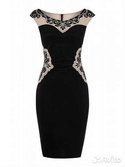 Lipsy чёрное платье с расшитыми вставками q