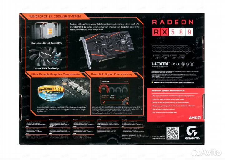 Видеокарта gigabyte AMD Radeon RX 580 gaming