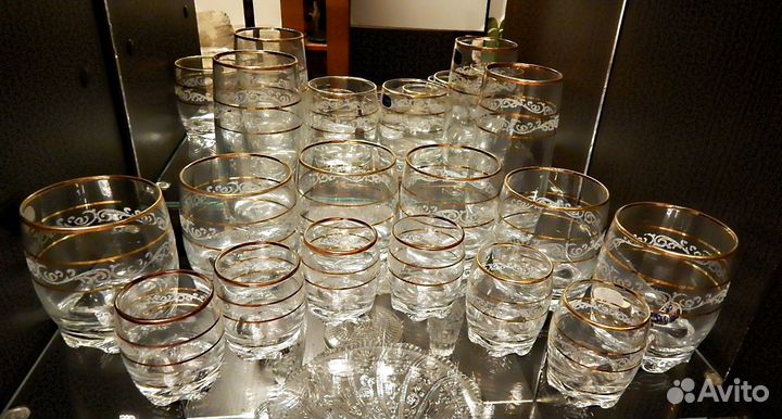 Набор из 14 предметов позолота и обсыпка. Богемия