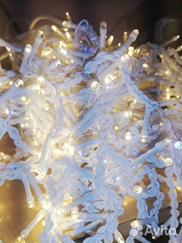 Гирлянда уличная бахрома 12 м белый и желтый цвет