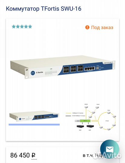 Стоечный коммутатор TFortis SWU-16