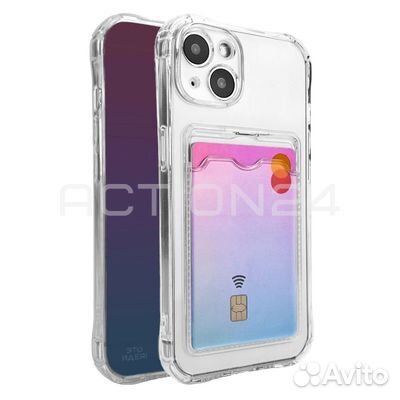 Чехол на iPhone 13 силиконовый (прозрачный) c отсе