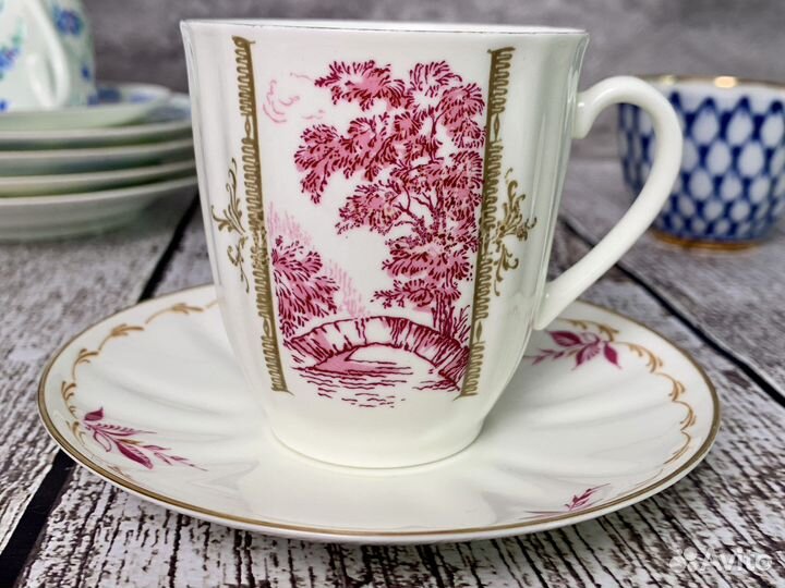 Костяной фарфор винтаж лфз кофейная пара