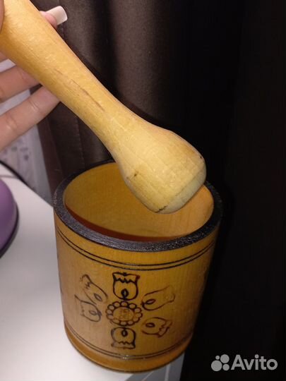 Деревянные ступка с пестиком для специй