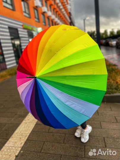 Зонт радуга женский детский трость